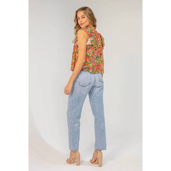 NEW LAVENDER BROWN chelsea top in red multi - Picture 3 of 3